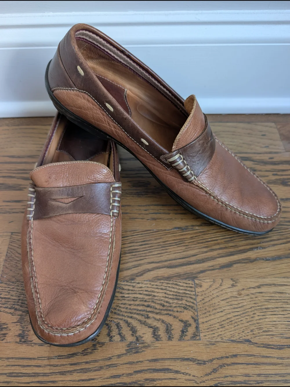Johnston & Murphy Men’s 9.5 M Brown Leather Penny Loafer Drivers Brazil 20-2690